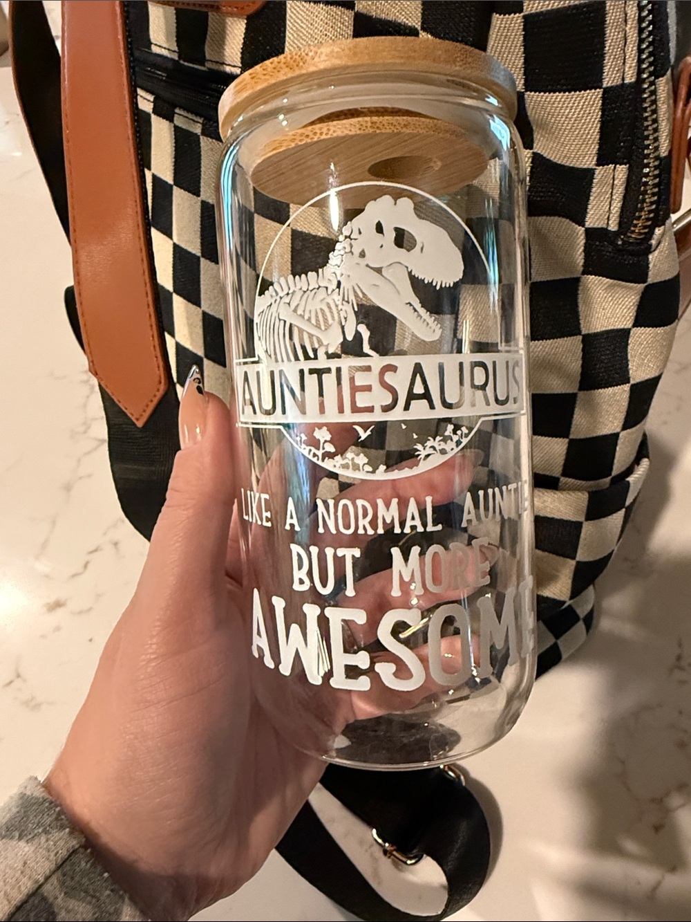 Auntiesaurus Glass Storage Jar with Bamboo Lid - Clear